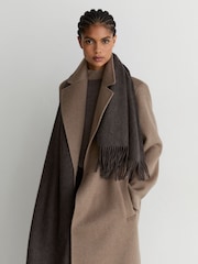 Reiss Mocha Brown Picton Wool and Cashmere Scarf - Image 1 of 5