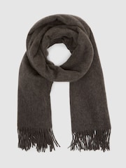 Reiss Mocha Brown Picton Wool and Cashmere Scarf - Image 2 of 5