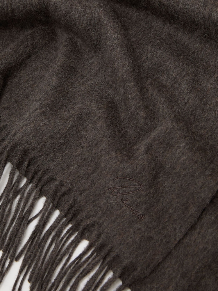 Reiss Mocha Brown Picton Wool and Cashmere Scarf - Image 5 of 5 Reiss Mocha Brown Picton Wool and Cashmere Scarf - Image 5 of 5