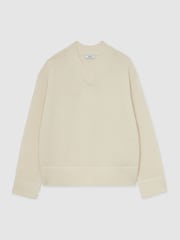 Reiss Ivory Mari Wool-Cashmere V-Neck Jumper - Image 2 of 6