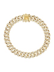 The Diamond Store Gold 7 Inch Havana Cuban Lab Diamond Bracelet 0.40ct Cuban Lab Diamond Set in 18K Gold Vermeil - Image 1 of 4