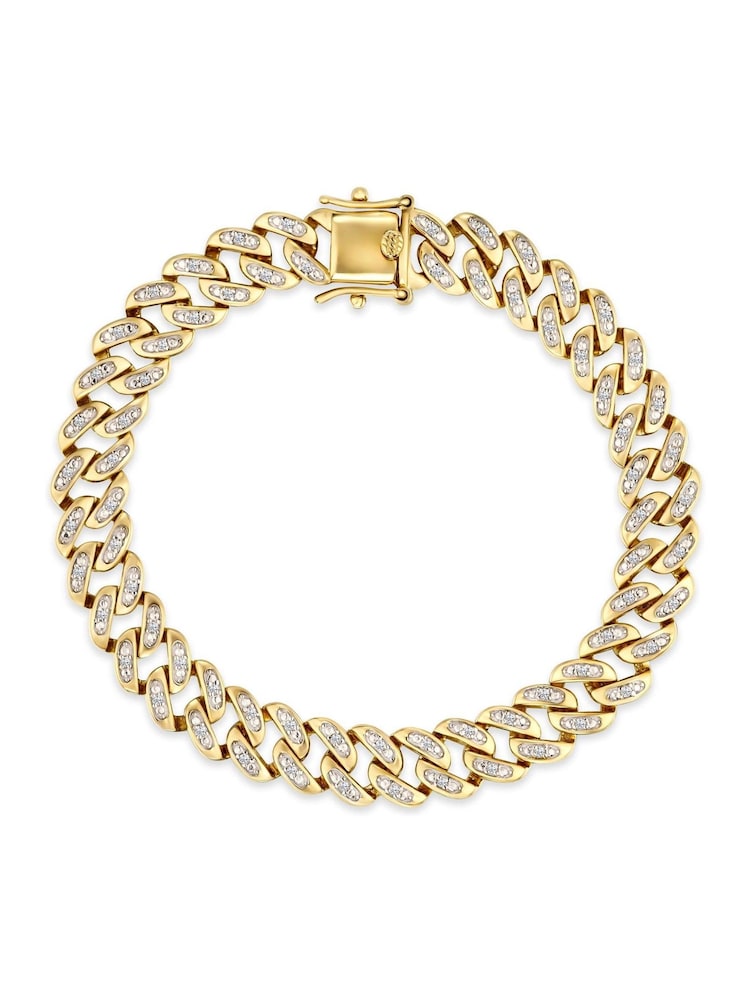 The Diamond Store Gold 7 Inch Havana Cuban Lab Diamond Bracelet 0.40ct Cuban Lab Diamond Set in 18K Gold Vermeil - Image 1 of 4