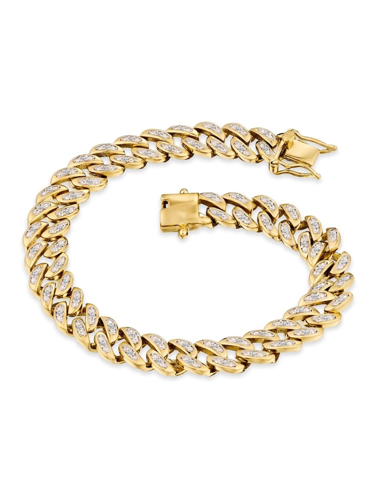 The Diamond Store Gold 7 Inch Havana Cuban Lab Diamond Bracelet 0.40ct Cuban Lab Diamond Set in 18K Gold Vermeil - Image 2 of 4