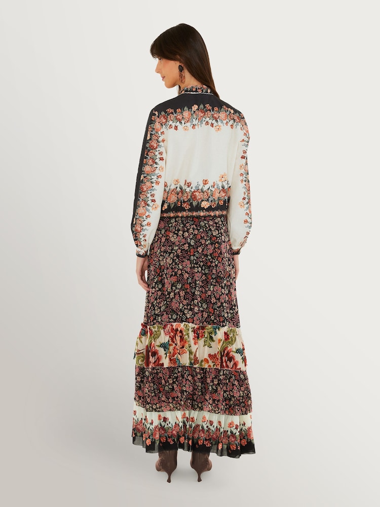 Farm Rio Black Tiny Garden Mix Maxi Skirt - Image 2 of 3 Farm Rio Black Tiny Garden Mix Maxi Skirt - Image 2 of 3