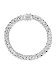 The Diamond Store Silver 8.25 Inch Havana Cuban Lab Men Diamond Bracelet 0.50ct Cuban Lab Diamond Set in 925 Silver - Image 1 of 4