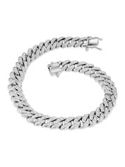 The Diamond Store Silver 8.25 Inch Havana Cuban Lab Men Diamond Bracelet 0.50ct Cuban Lab Diamond Set in 925 Silver - Image 2 of 4