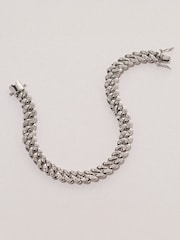 The Diamond Store Silver 8.25 Inch Havana Cuban Lab Men Diamond Bracelet 0.50ct Cuban Lab Diamond Set in 925 Silver - Image 3 of 4