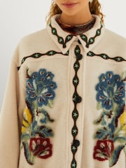 Farm Rio Cream Lunar Boho Cropped Fleece Coat - Image 3 of 7