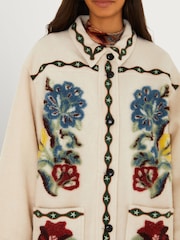 Farm Rio Cream Lunar Boho Cropped Fleece Coat - Image 4 of 7