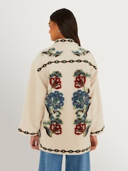 Farm Rio Cream Lunar Boho Cropped Fleece Coat - Image 5 of 7