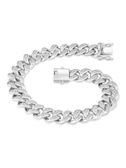 The Diamond Store Silver 8.25 Havana Cuban Men Lab Diamond Bracelet 1.20ct Cuban Lab Diamond Set in 925 Silver - Image 2 of 5