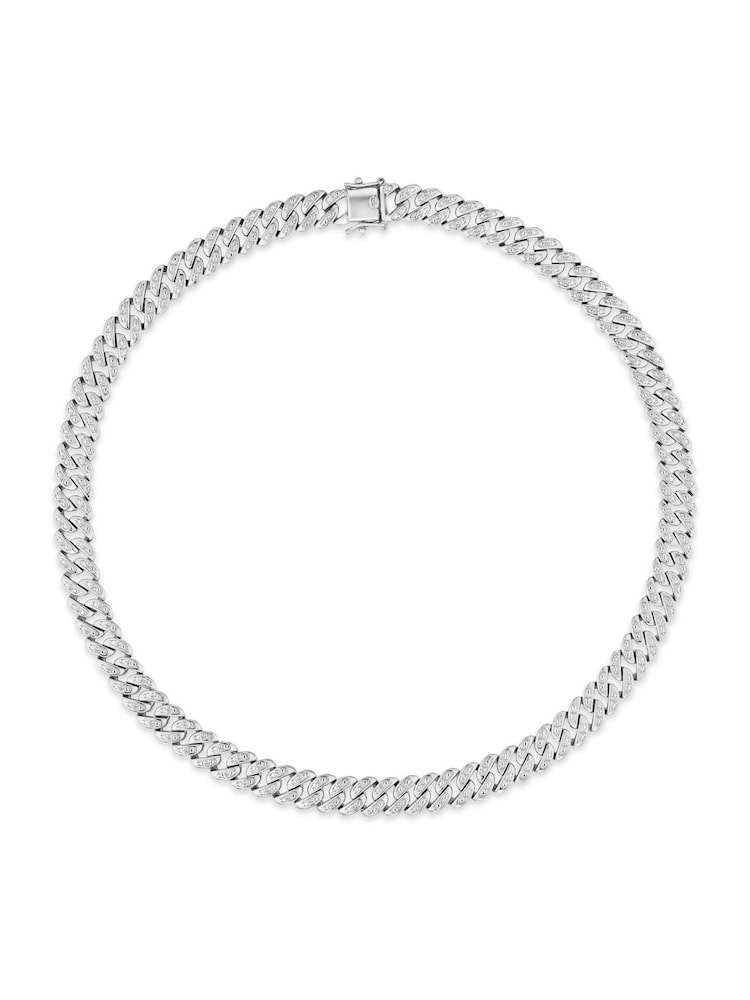 The Diamond Store Silver 16 Inch Havana Cuban Lab Diamond Necklace 1ct Set in 925 Silver - Image 1 of 4