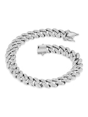 The Diamond Store Silver 7 Inch Havana Cuban Lab Diamond Bracelet 0.40ct Cuban Lab Diamond Set in 925 Silver - Image 2 of 4