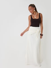 Threadbare White Tie Sash Midi Skirt - Image 1 of 4