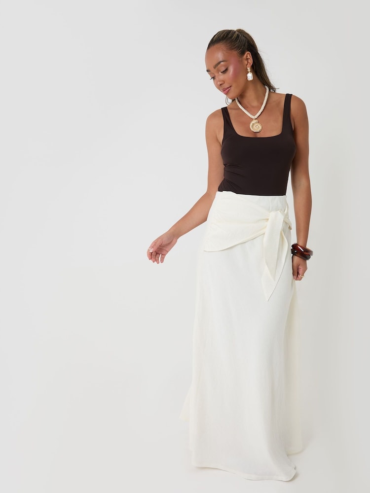 Threadbare White Tie Sash Midi Skirt - Image 1 of 4