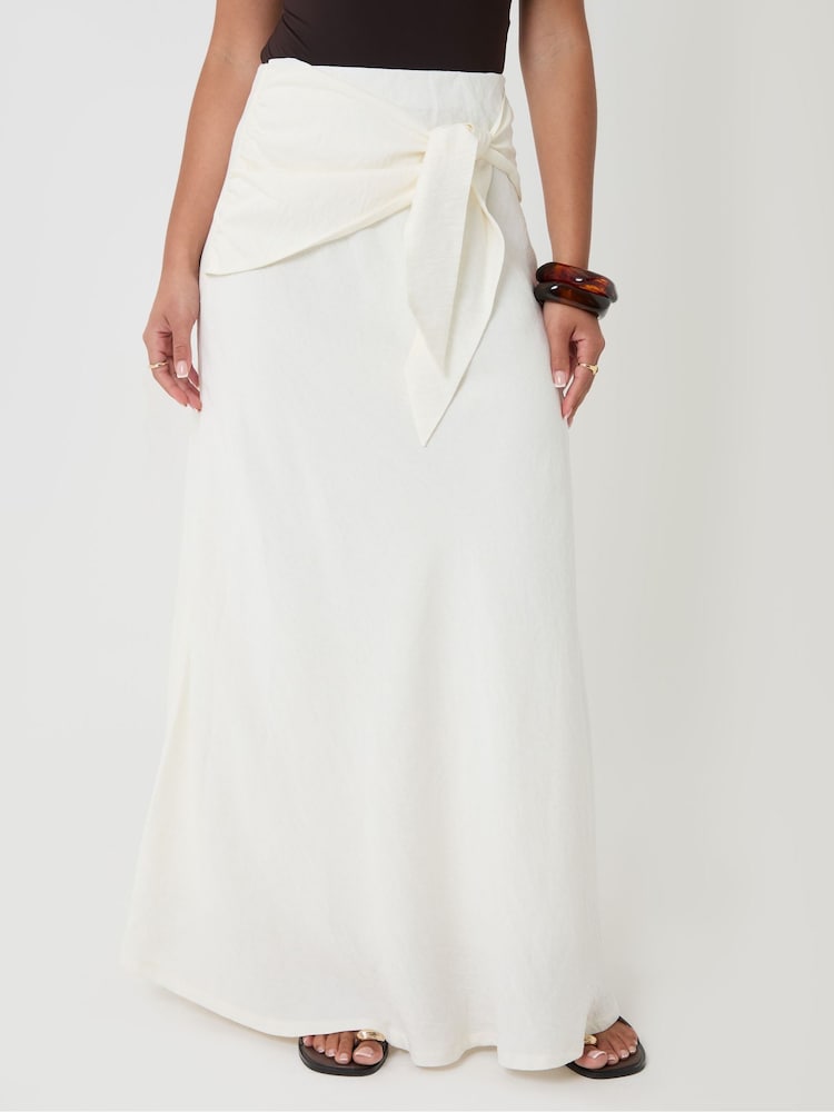 Threadbare White Tie Sash Midi Skirt - Image 2 of 4