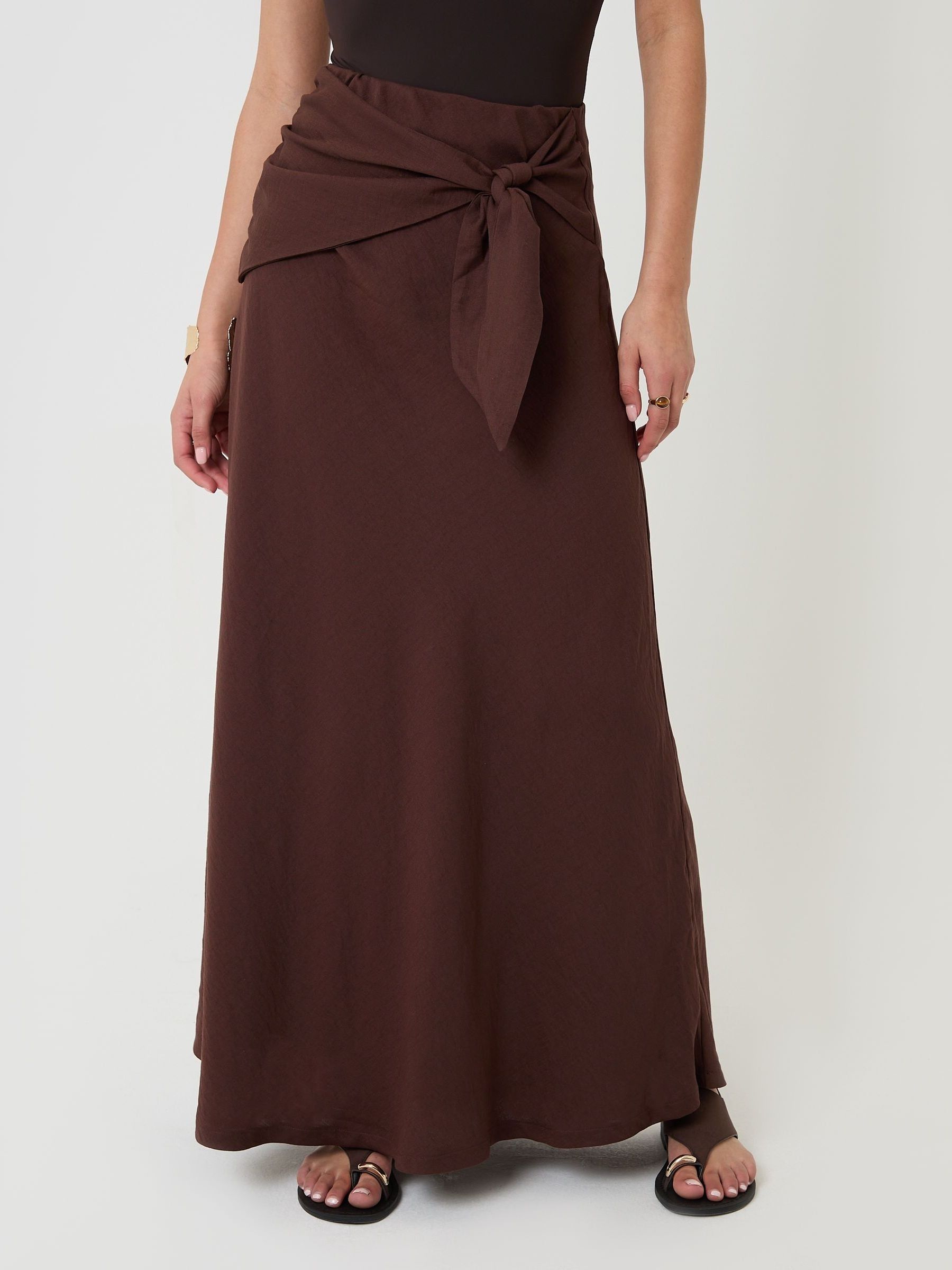 Buy Threadbare Brown Tie Sash Maxi Skirt from Next USA