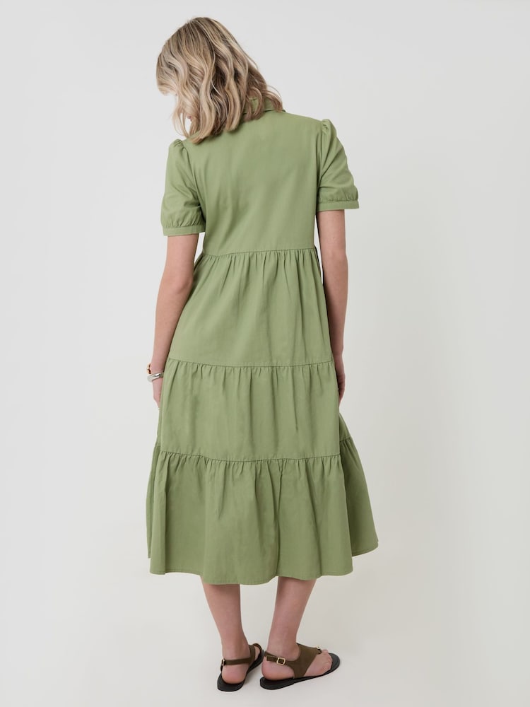 Threadbare Green Denim Puff Sleeve Shirt Dress - Image 2 of 4 Threadbare Green Denim Puff Sleeve Shirt Dress - Image 2 of 4