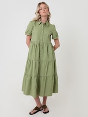 Threadbare Green Denim Puff Sleeve Shirt Dress - Image 3 of 4