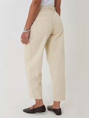 Threadbare Cream Petite Belted Barrel Leg Jeans - Image 3 of 4