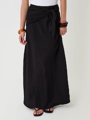 Threadbare Black Tie Sash Midi Skirt - Image 2 of 5