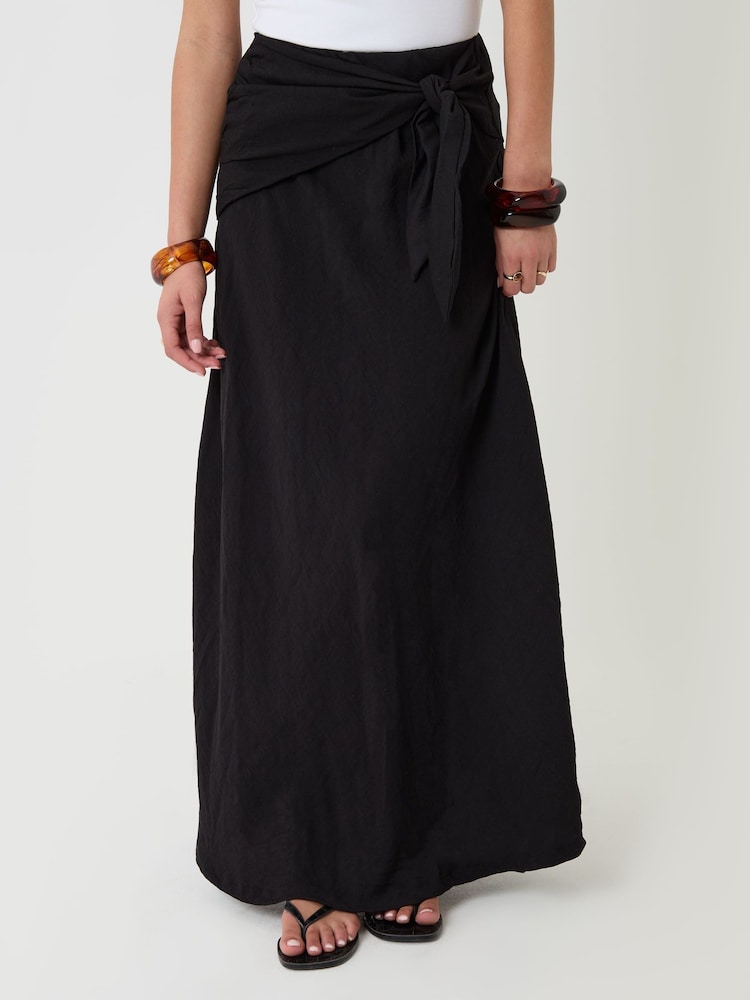 Threadbare Black Tie Sash Midi Skirt - Image 2 of 5 Threadbare Black Tie Sash Midi Skirt - Image 2 of 5