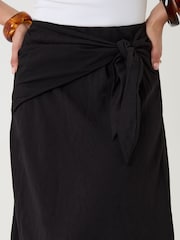 Threadbare Black Tie Sash Midi Skirt - Image 4 of 5