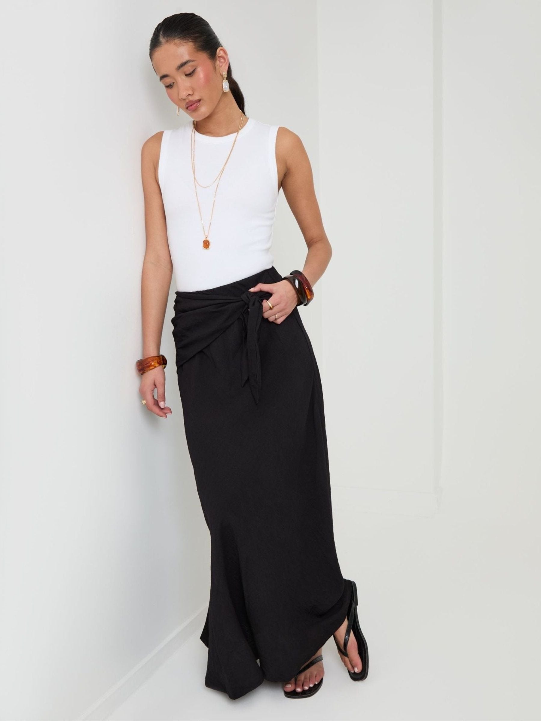 Buy Threadbare Black Tie Sash Maxi Skirt from Next USA