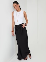 Threadbare Black Tie Sash Midi Skirt - Image 5 of 5