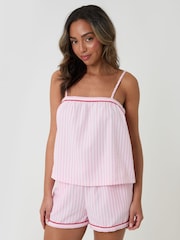 Threadbare Pink A-Line Stripe Cami Seersucker Shortie Pyjamas Set - Image 1 of 4