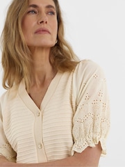 JD Williams Natural Woven Sleeve Knitted Cardigan - Image 4 of 5