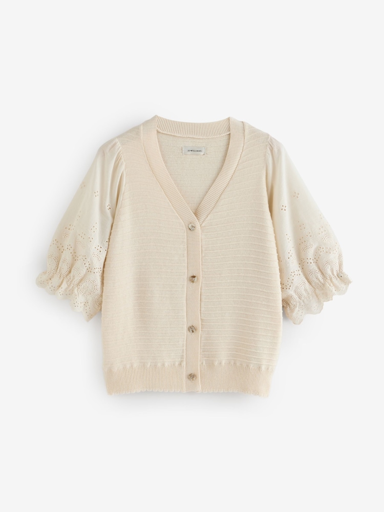 JD Williams Natural Woven Sleeve Knitted Cardigan - Image 5 of 5 JD Williams Natural Woven Sleeve Knitted Cardigan - Image 5 of 5