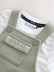Baker by Ted Baker Green 2 Piece Dungaree and Stripe T-Shirts Set - Image 5 of 7