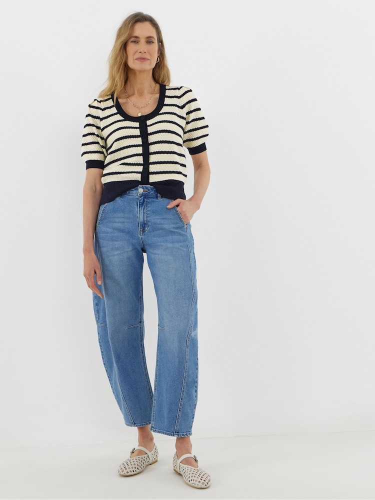 JD Williams Blue Square Neck Pointelle Jumper - Image 1 of 4