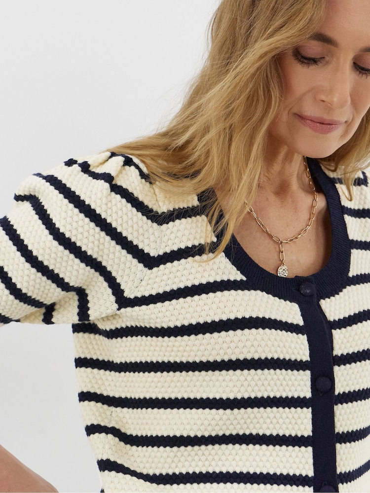 JD Williams Blue Square Neck Pointelle Jumper - Image 4 of 4