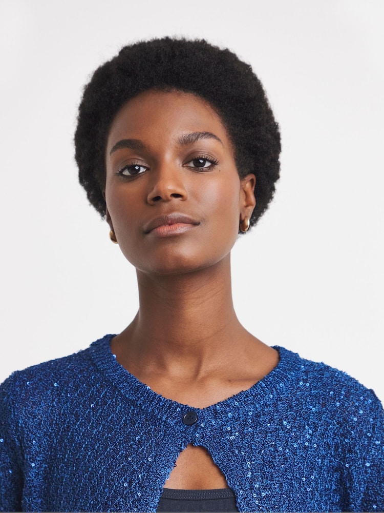 JD Williams Metallic Sequin Knitted Cardigan - Image 4 of 4