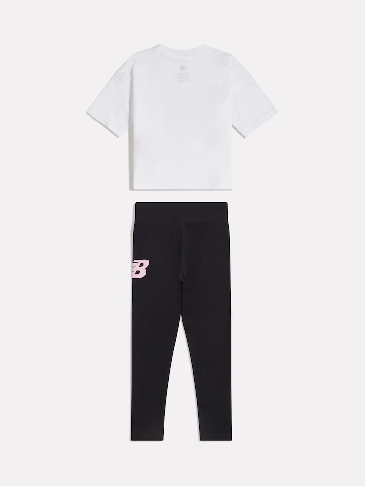 New Balance White Floral Shoe Graphic T-Shirt and Leggings Set - Image 2 of 3