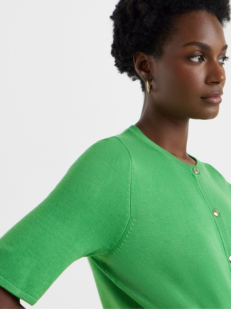 JD Williams Green Short Sleeve Cardigan - Image 4 of 4