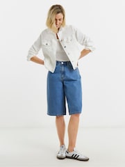 JD Williams White Ultimate Stretch Denim Jacket - Image 1 of 4