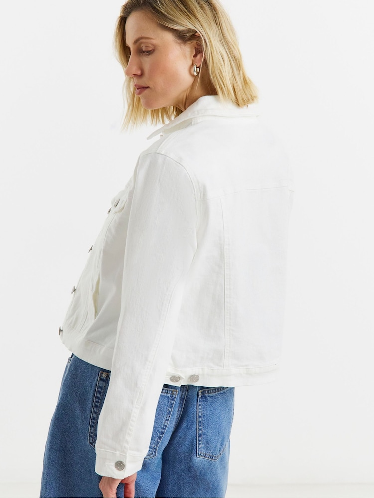 JD Williams White Ultimate Stretch Denim Jacket - Image 2 of 4