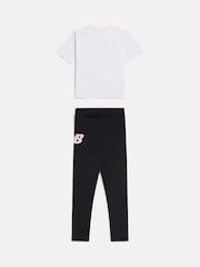 New Balance White Floral Shoe Graphic T-Shirt and Leggings Set - Image 2 of 3