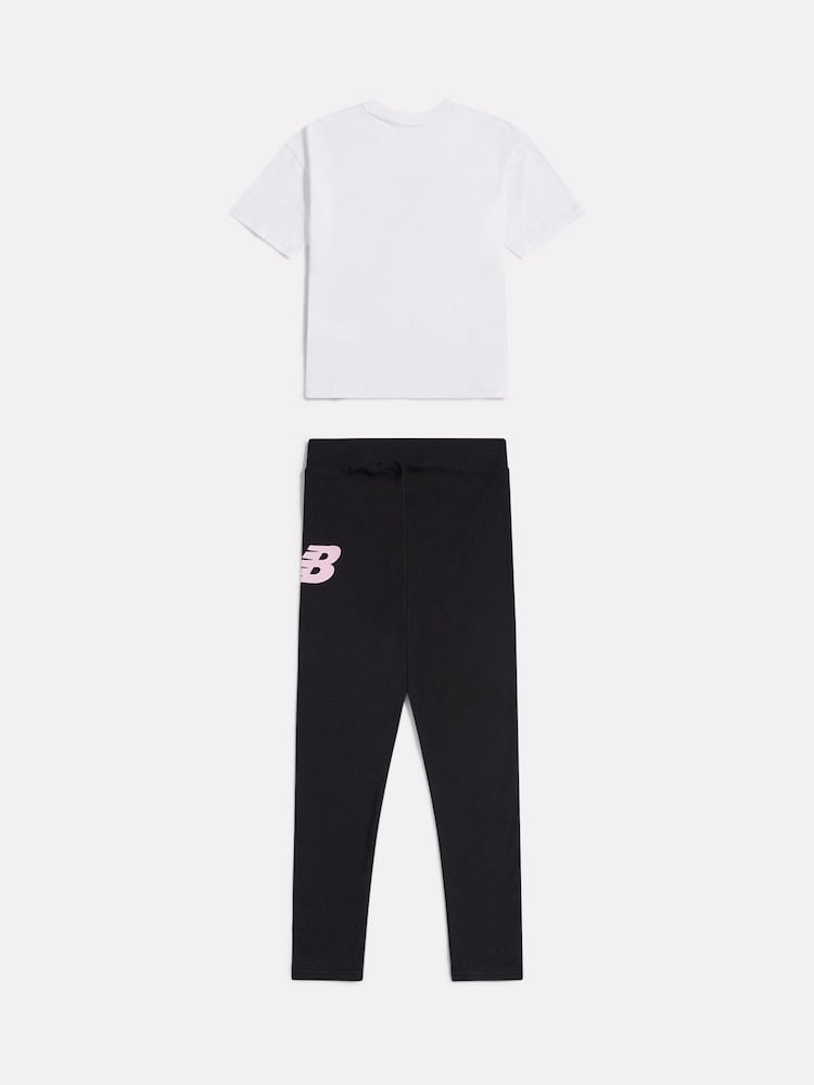 New Balance White Floral Shoe Graphic T-Shirt and Leggings Set - Image 2 of 3