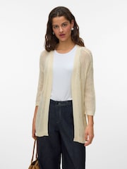 VERO MODA Cream 3/4 Sleeve Open Cardigan - Image 4 of 5