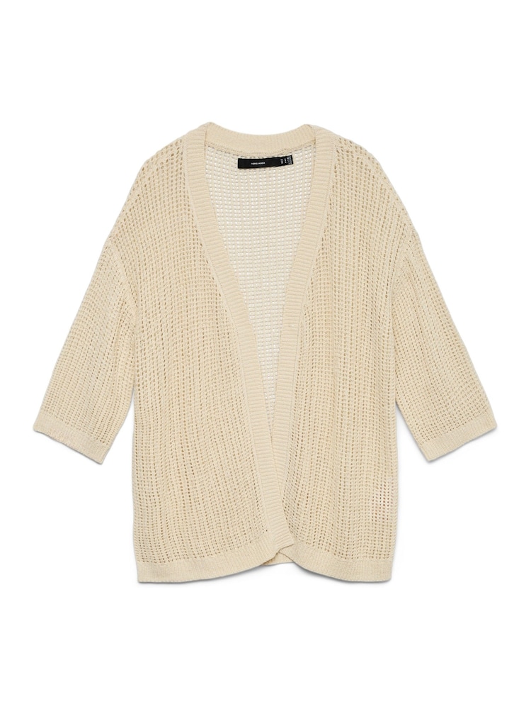 VERO MODA Cream 3/4 Sleeve Open Cardigan - Image 5 of 5