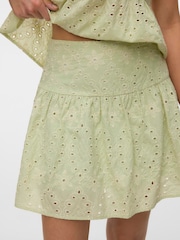 VERO MODA Green Broderie High Waisted Short Skirt - Image 4 of 6