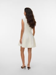 VERO MODA Cream Sleeveless V-Neck Short Denim Dress - Image 2 of 4