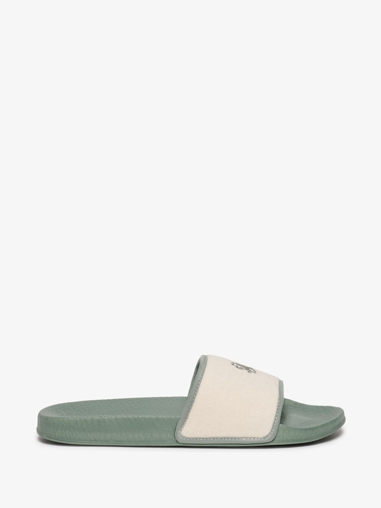 Superdry Green Towelling Pool Sliders - Image 1 of 6