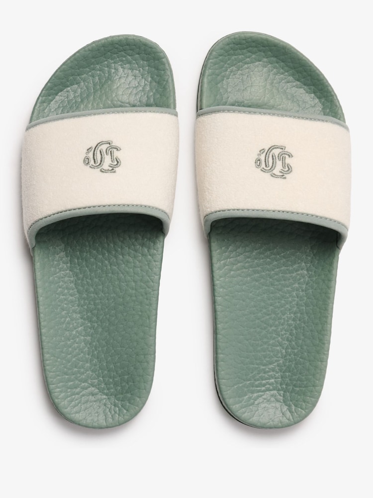 Superdry Green Towelling Pool Sliders - Image 6 of 6