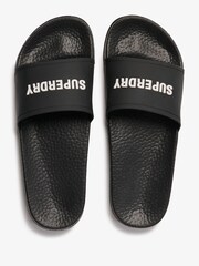 Superdry Black Premium Graphic Pool Sliders - Image 7 of 8