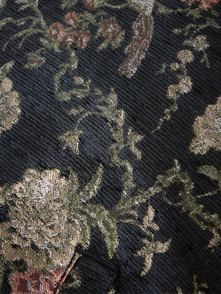 Black Floral Print Funnel Neck Bomber Jacket - Image 8 of 8 Black Floral Print Funnel Neck Bomber Jacket - Image 8 of 8